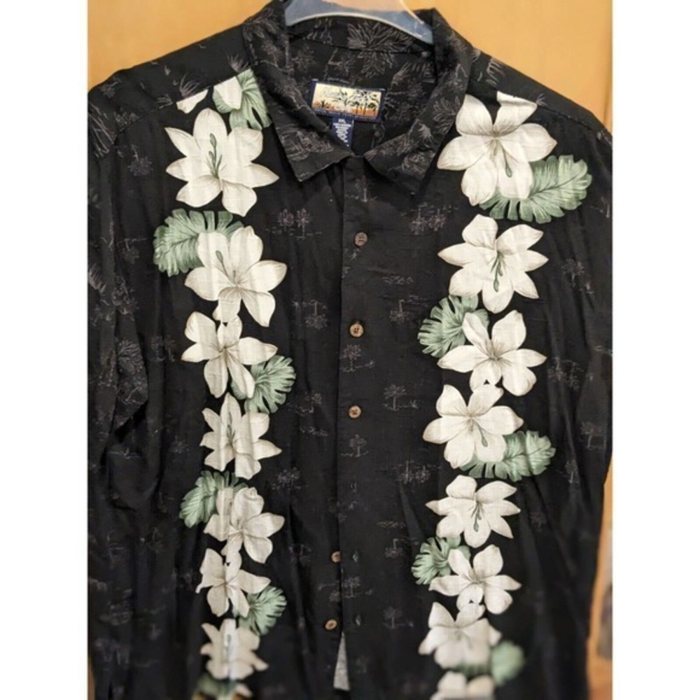 Havana Jacks Cafe Shirt Mens XXL XXL Gray Hawaiian Floral Camp Rayon